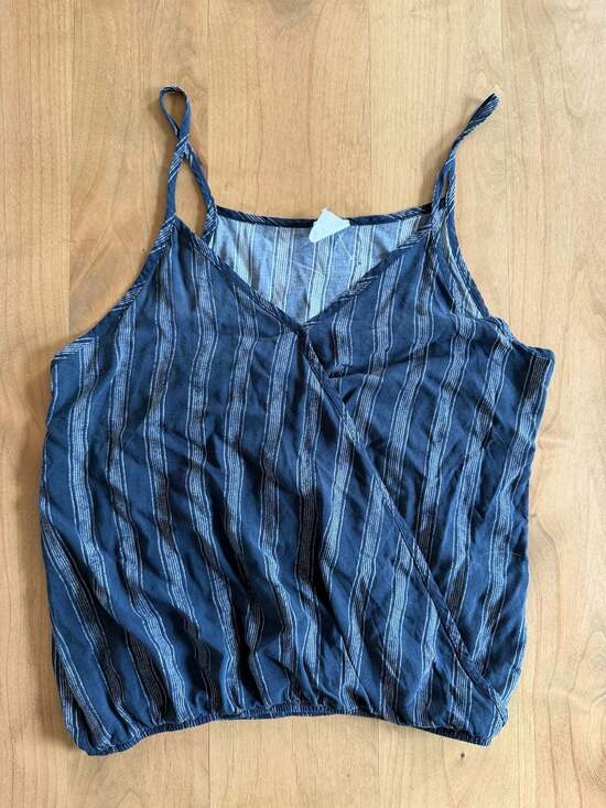By Together Tops - By Together Plus Collection Navy Striped V-Neck Sleeveless Cami Tank Large